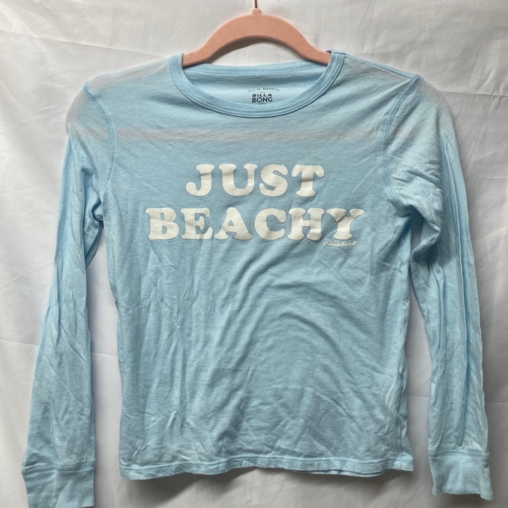 billabong just beachy light blue girls tee medium